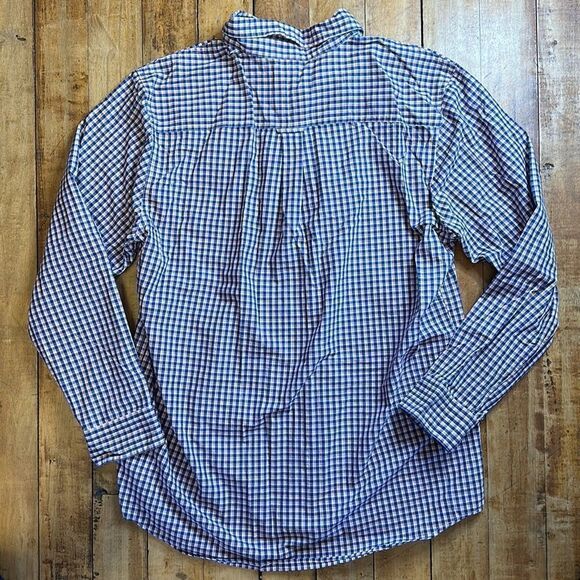 Chaps Mens size Large Dress shirt Easy Care Blue Red Plaid Button Down wedding - Picture 4 of 4
